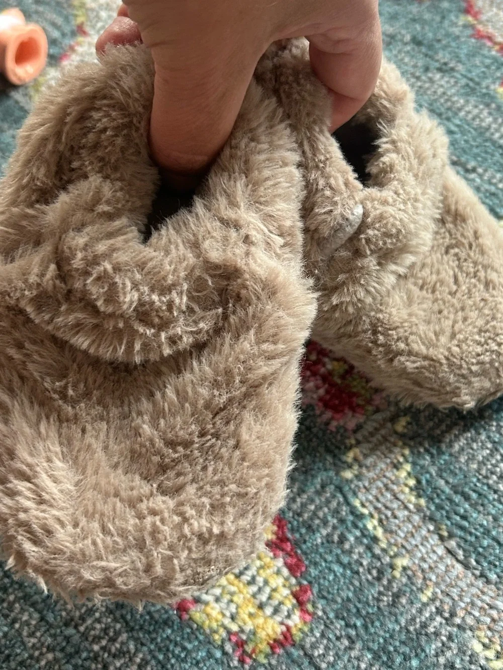 Ten Little Kids Cozy Plush Baby/Toddler Slippers in Light Brown
